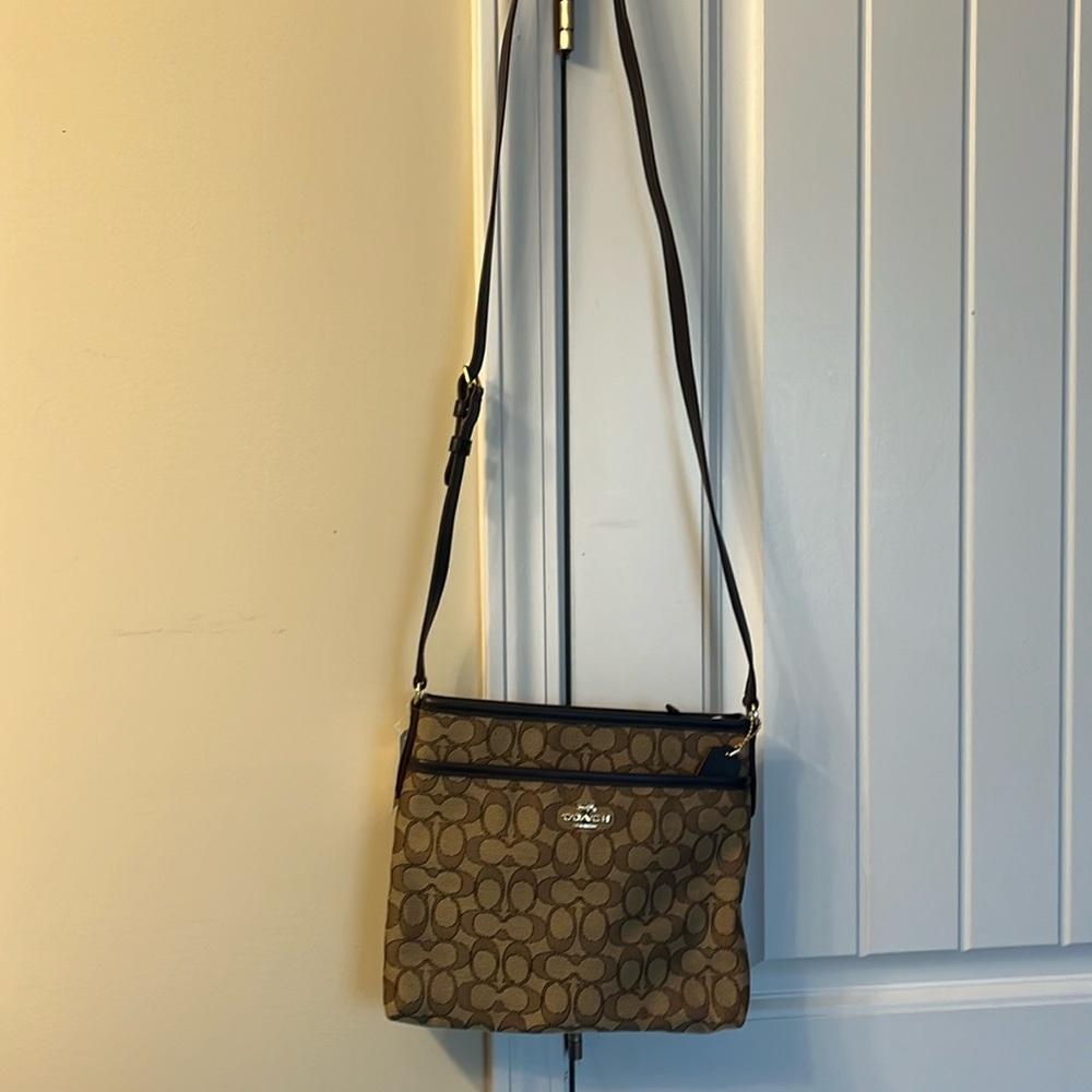 Coach Signature print Brown Crossbody NWT